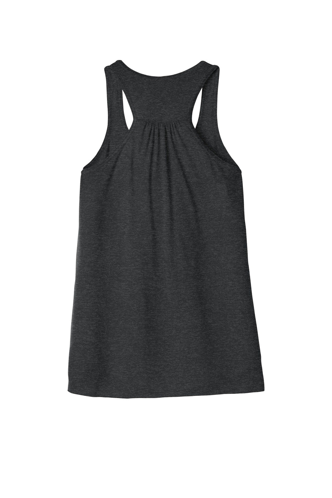Rear View of Dark Grey Ht BELLA+CANVAS Women's Flowy Racerback Tank. BC8800