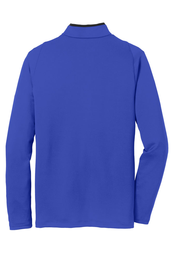 Rear View of Deep Royal/Blk Nike Dri-FIT Stretch 1/2-Zip Cover-Up. 779795