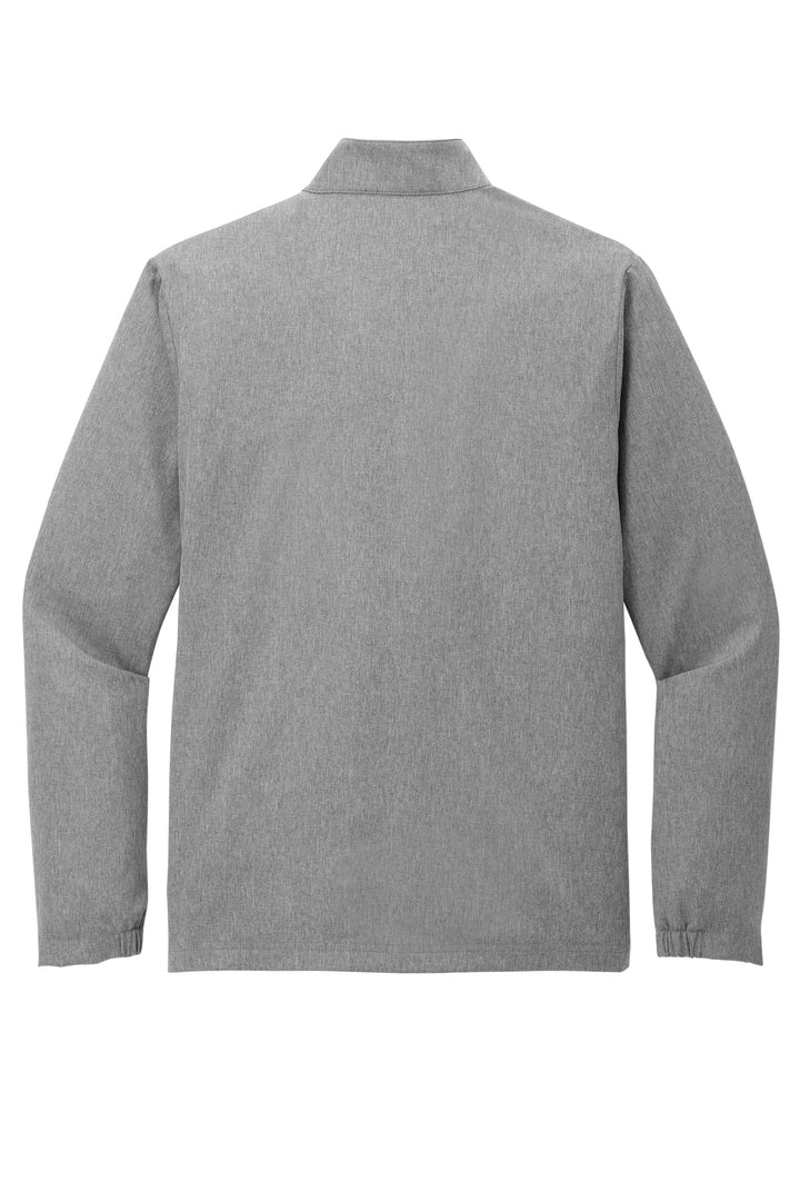 Rear View of DkGyHthr TravisMathew Balboa Chest Stripe 1/4-Zip TM1MZ340