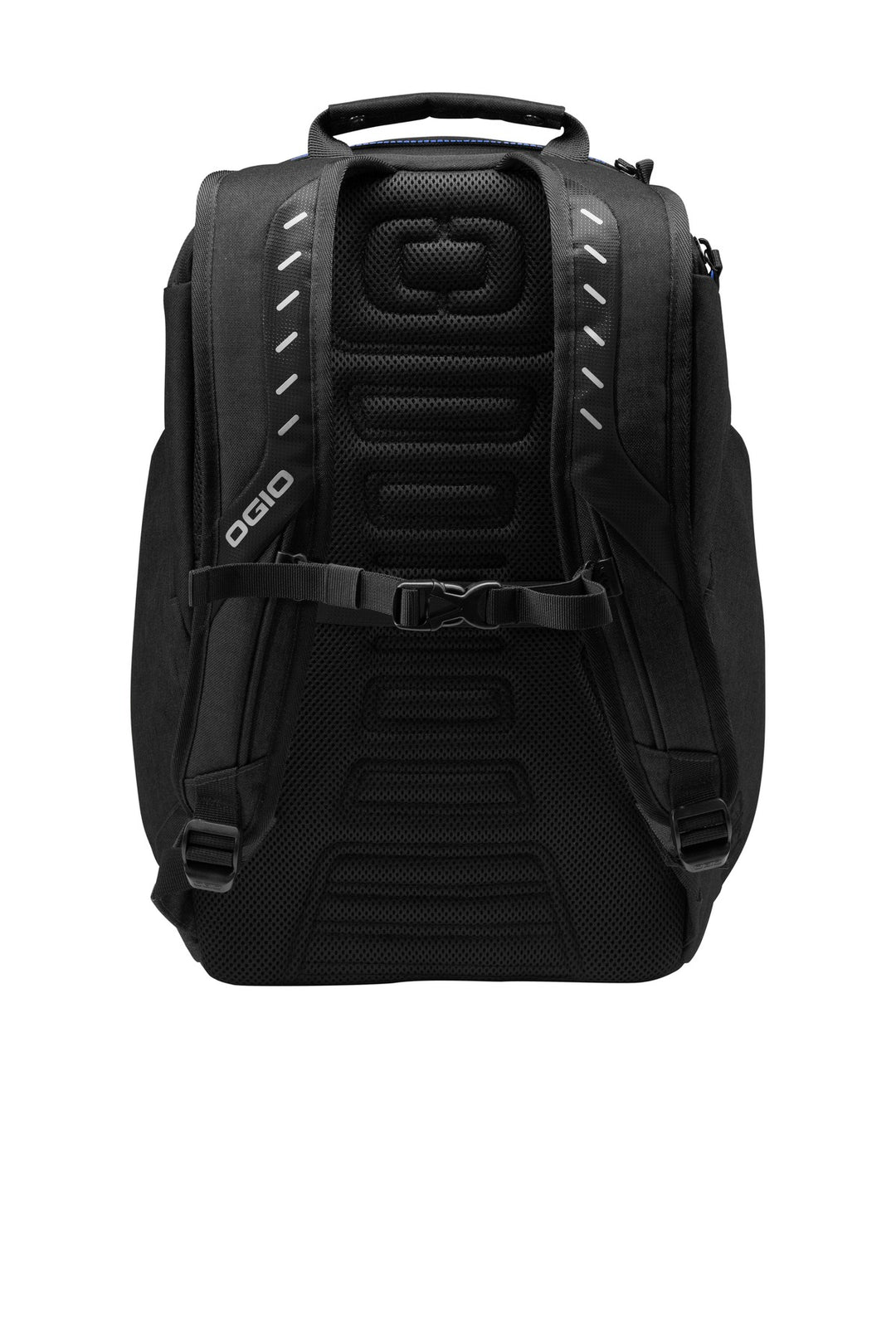 Rear View of Elect Bl/He Gy OGIO Hatch Pack. 91001