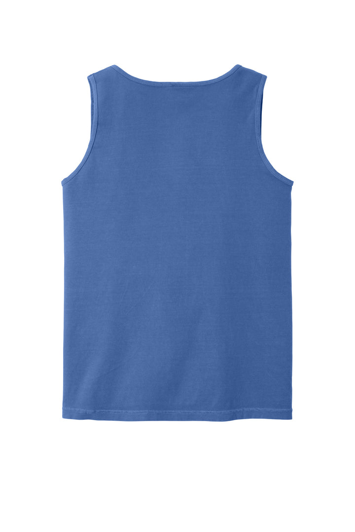 Rear View of Flo Blue COMFORT COLORS Heavyweight Ring Spun Tank Top. 9360