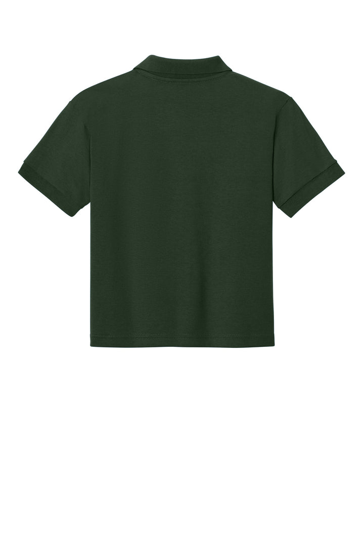 Rear View of Forest Green Gildan Youth DryBlend 6-Ounce Jersey Knit Sport Shirt. 8800B