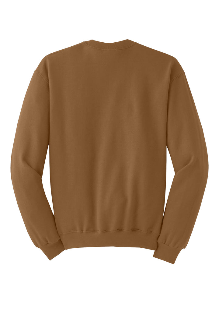 Rear View of GldnPecan Jerzees - NuBlend Crewneck Sweatshirt. 562M