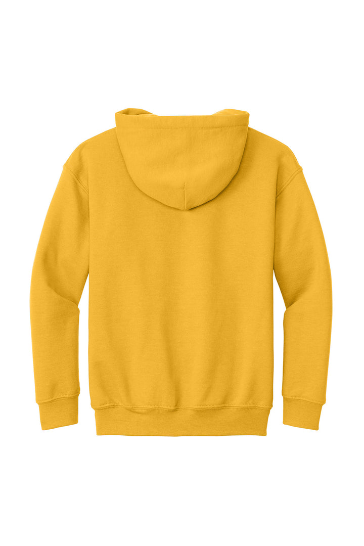 Rear View of Gold Gildan - Youth Heavy Blend Hooded Sweatshirt. 18500B