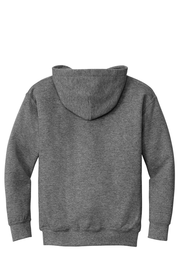 Rear View of GphHeather Gildan - Youth Heavy Blend Hooded Sweatshirt. 18500B