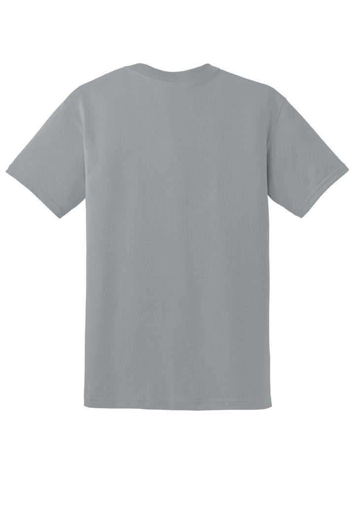 Rear View of Gravel Gildan DryBlend 50 Cotton/50 Poly T-Shirt. 8000