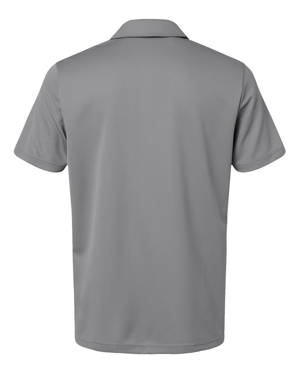 Rear View of Grey Three Micro Pique Polo - A580