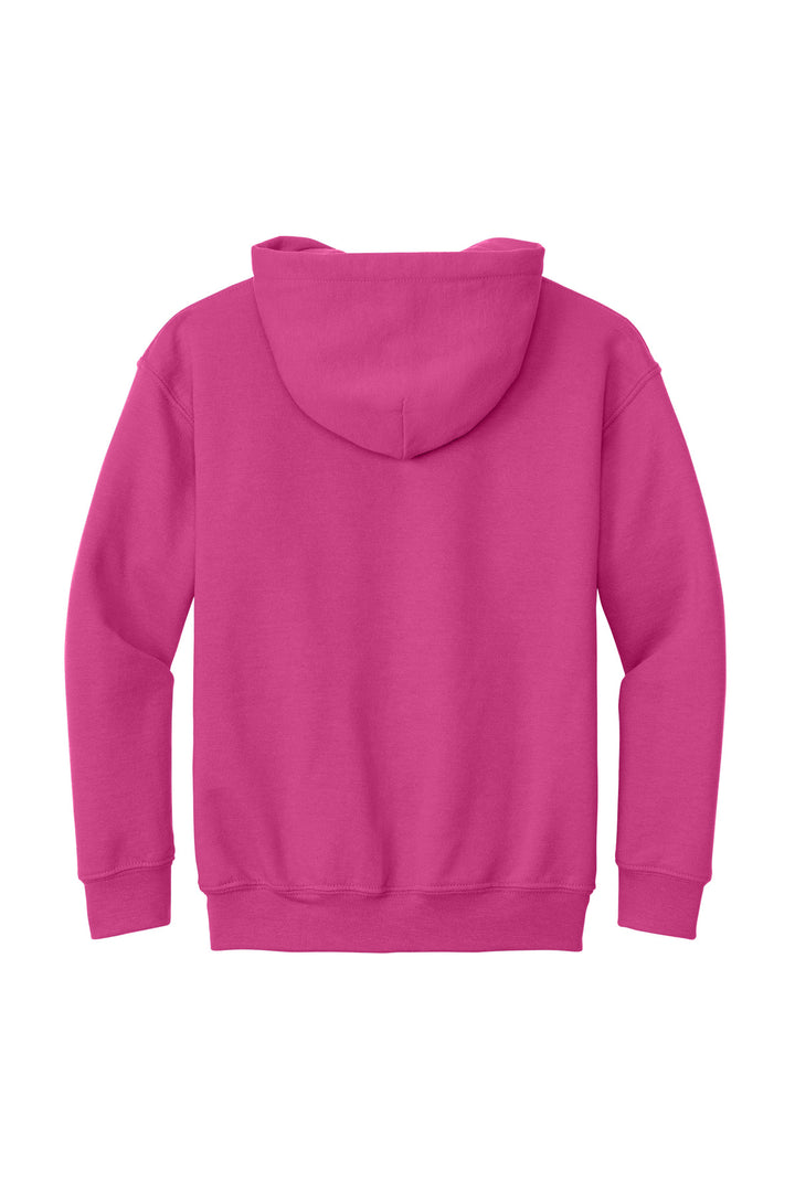 Rear View of Heliconia Gildan - Youth Heavy Blend Hooded Sweatshirt. 18500B