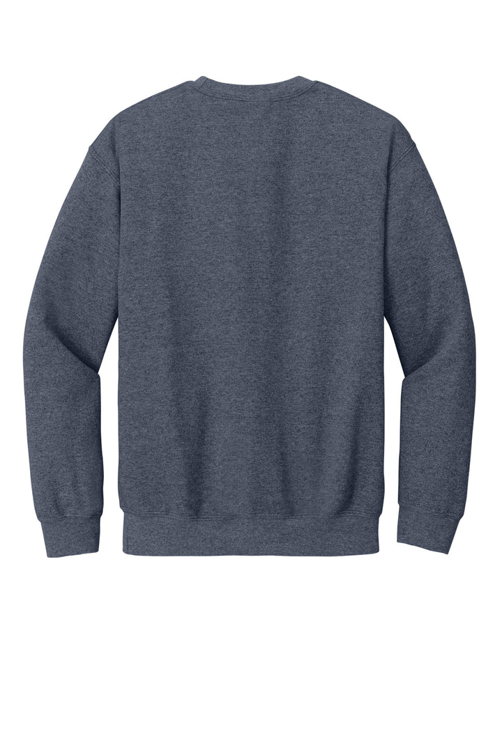 Rear View of HthrDkNavy Gildan Heavy Blend Crewneck Sweatshirt. 18000