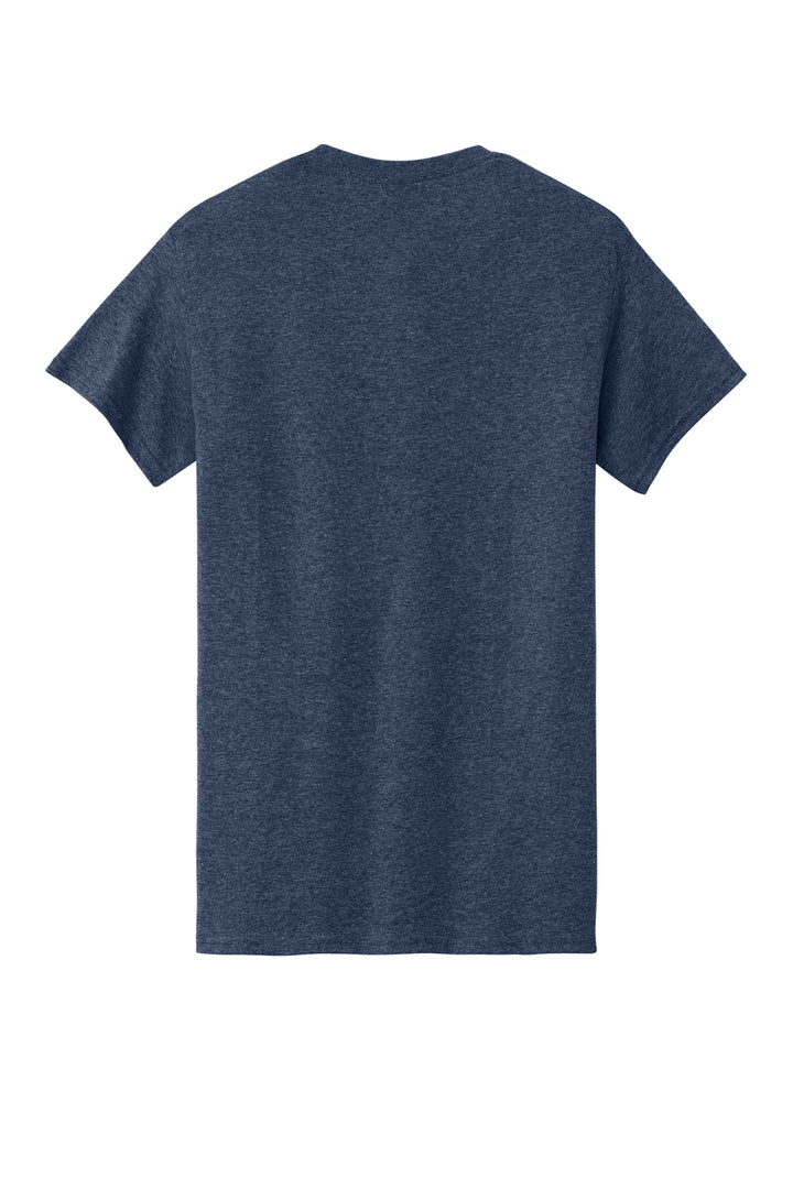 Rear View of HthrNavy Gildan - Heavy Cotton 100% Cotton T-Shirt. 5000