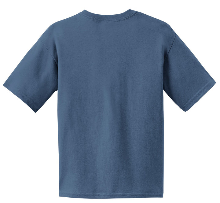Rear View of Indigo Blue Gildan - Youth Ultra Cotton 100% US Cotton T-Shirt. 2000B