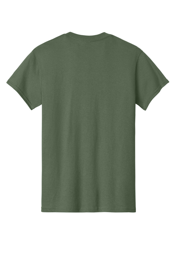 Rear View of MilGreen Gildan - Heavy Cotton 100% Cotton T-Shirt. 5000