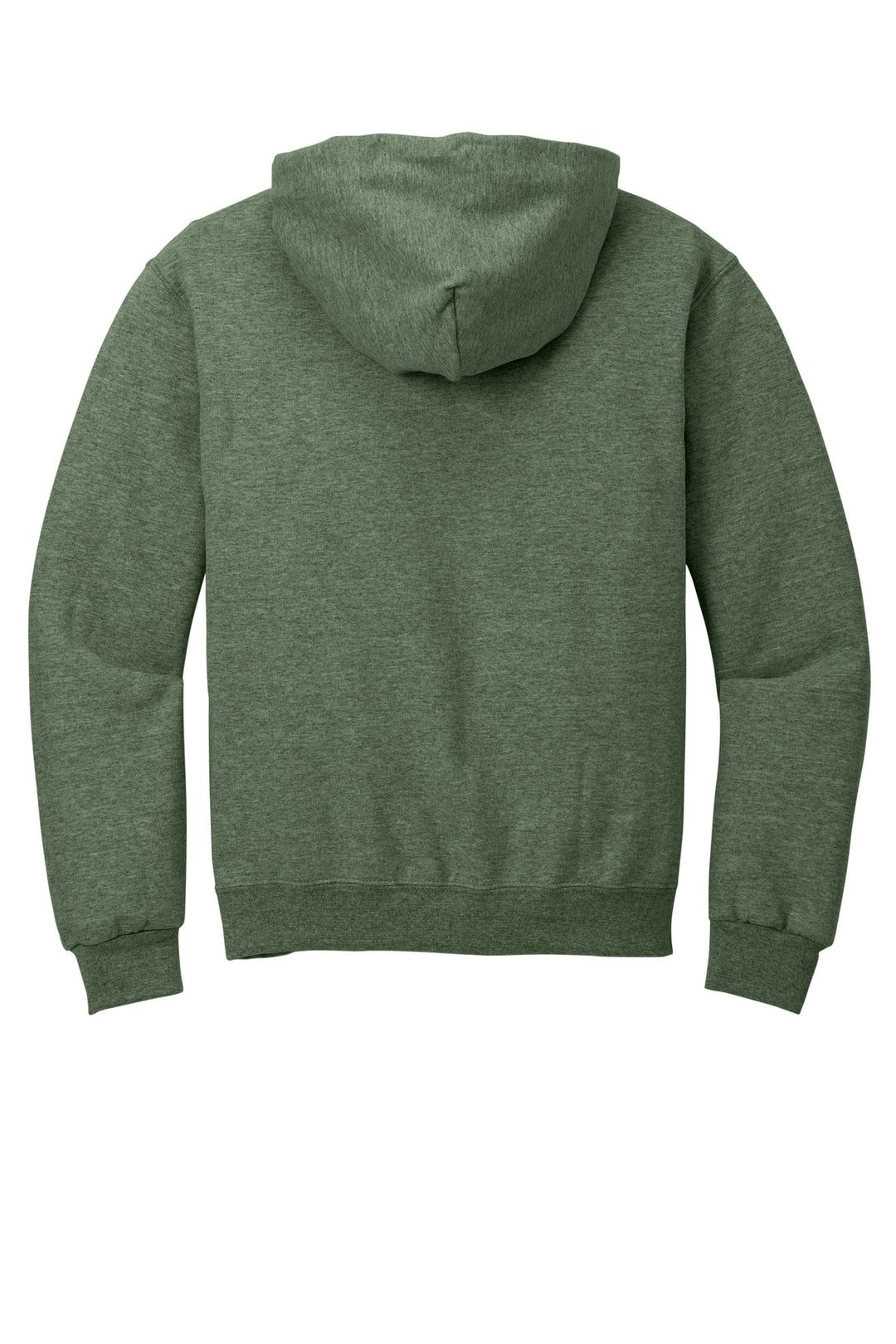 Rear View of MilGrnHtr Jerzees NuBlend Pullover Hooded Sweatshirt. 996M