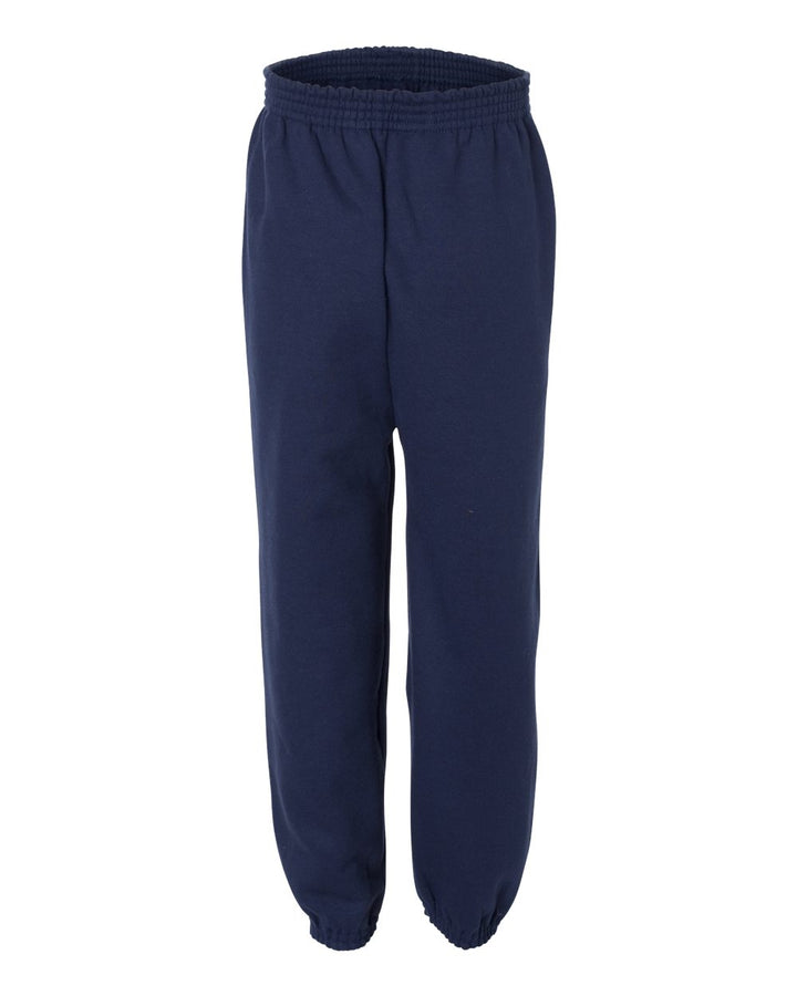 Rear View of Navy Ecosmart Youth Sweatpants - P450