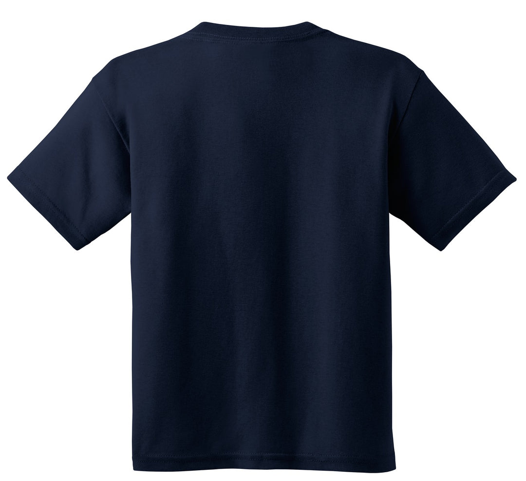 Rear View of Navy Gildan - Youth Heavy Cotton 100% Cotton T-Shirt. 5000B