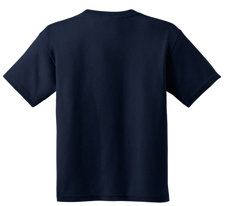 Rear View of Navy Gildan - Youth Heavy Cotton 100% Cotton T-Shirt. 5000B