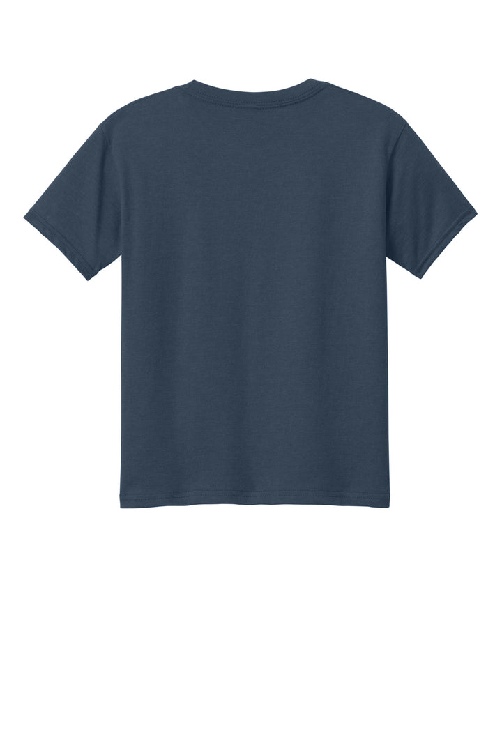 Rear View of NavyMist Gildan Youth Softstyle CVC Tee 64000BCVC