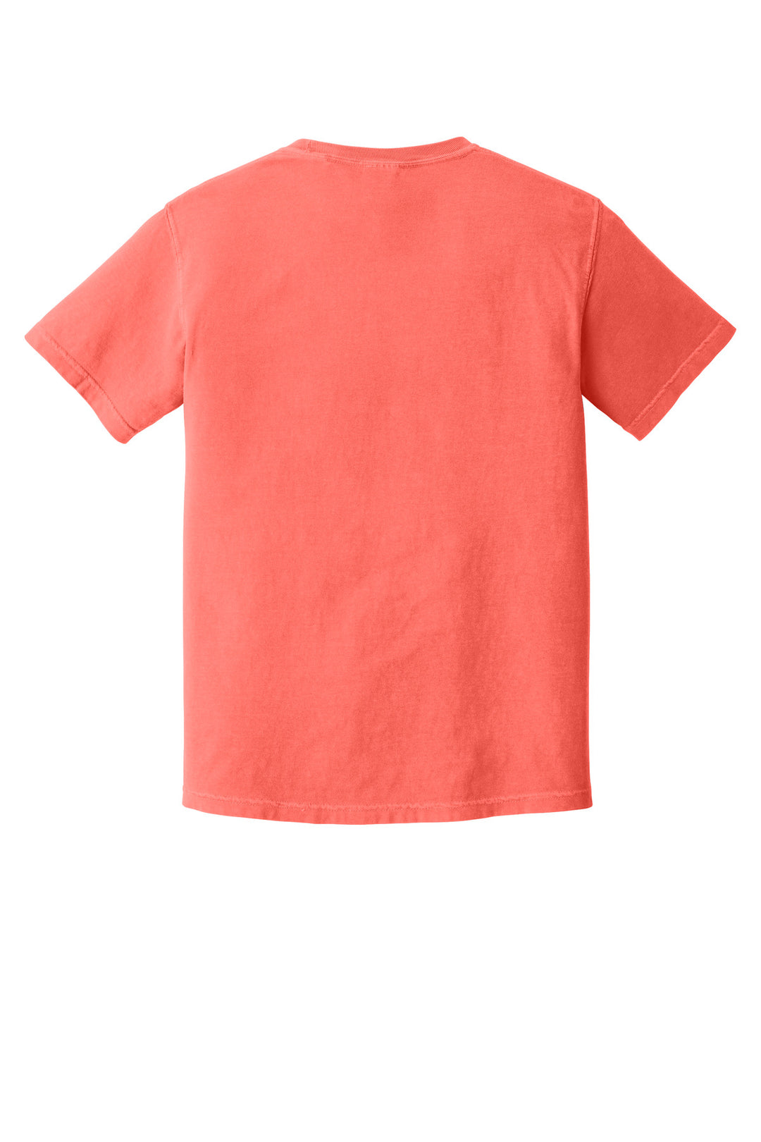 Rear View of Neon Red Orng COMFORT COLORS Heavyweight Ring Spun Tee. 1717