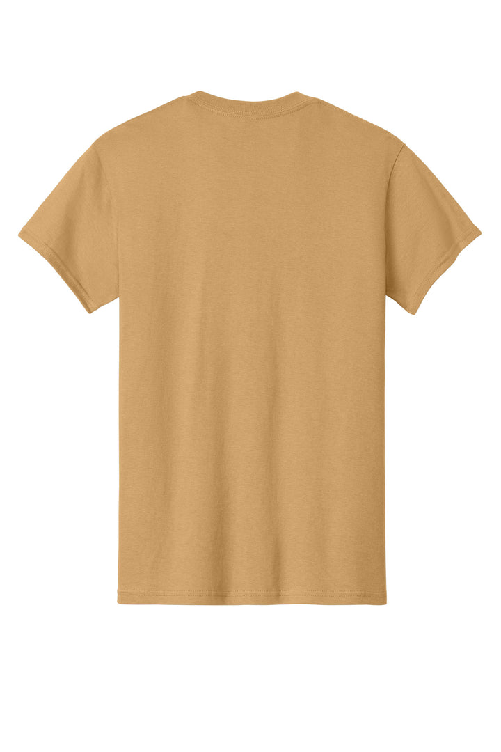 Rear View of Old Gold Gildan - Heavy Cotton 100% Cotton T-Shirt. 5000