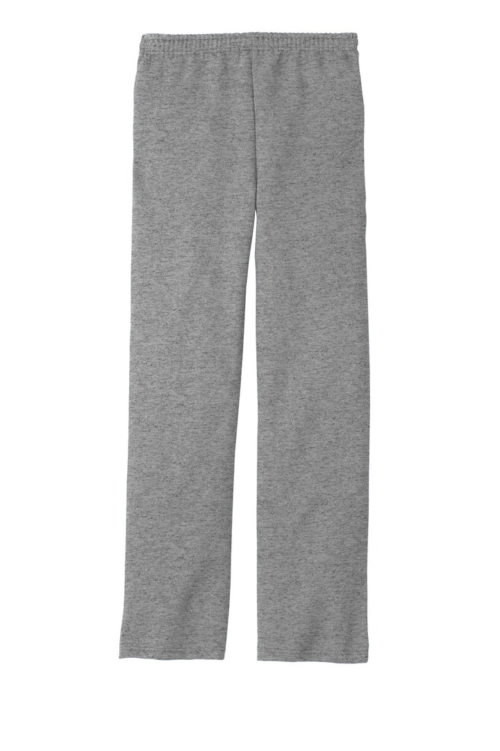 Rear View of Oxford Jerzees NuBlend Open Bottom Pant with Pockets. 974MP
