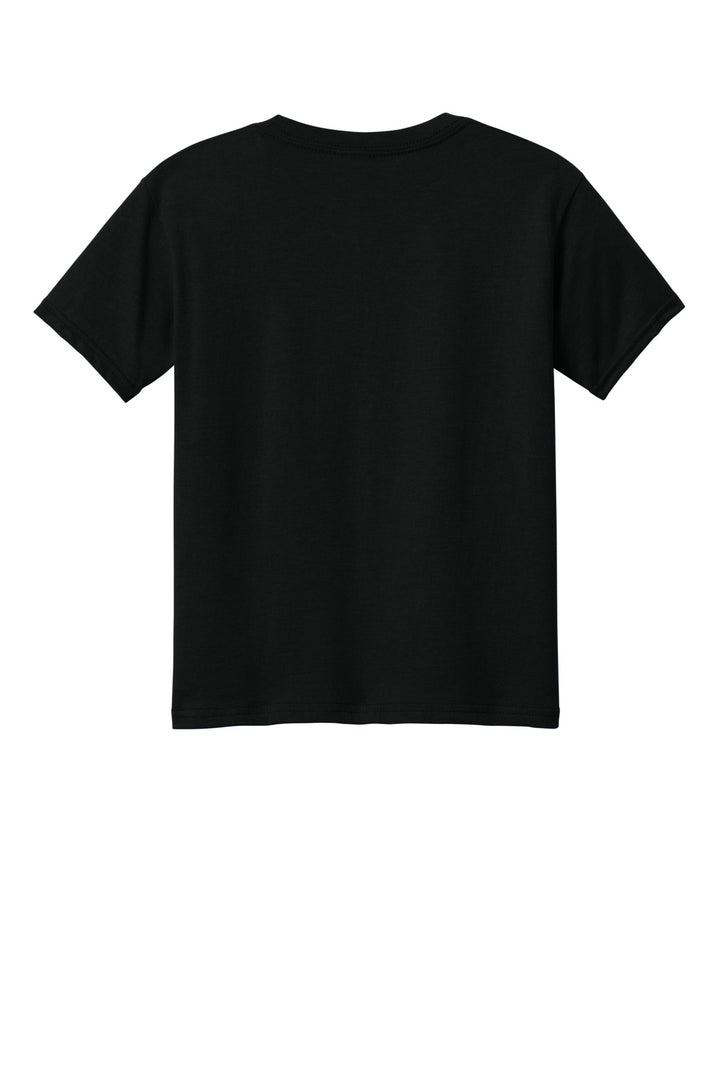 Rear View of PitchBlack Gildan Youth Softstyle CVC Tee 64000BCVC