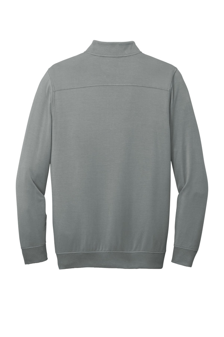 Rear View of QuiShaGrey TravisMathew Newport 1/4-Zip Fleece. TM1MU419