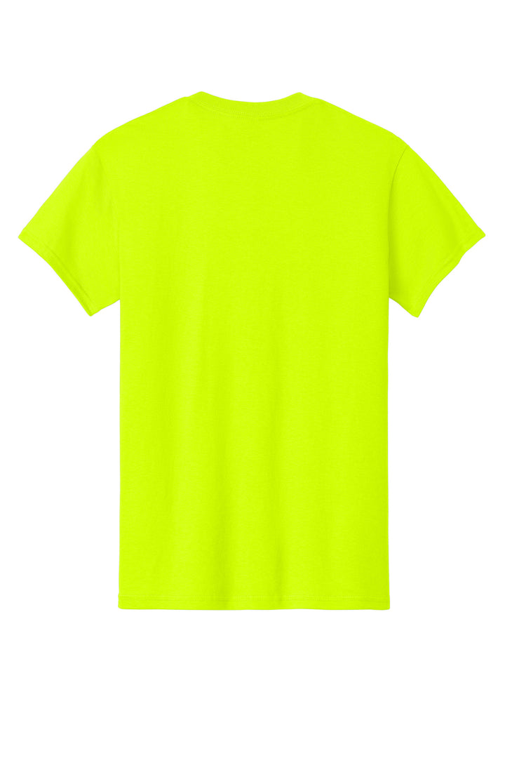 Rear View of Safety Green Gildan - Heavy Cotton 100% Cotton T-Shirt. 5000
