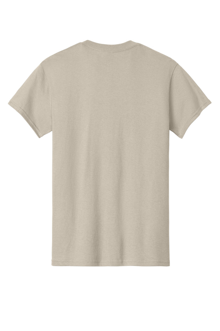 Rear View of Sand Gildan - Heavy Cotton 100% Cotton T-Shirt. 5000