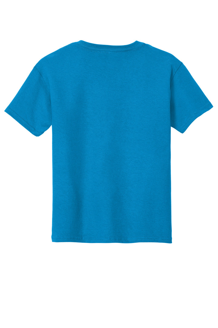 Rear View of Sapphire Gildan - Youth Heavy Cotton 100% Cotton T-Shirt. 5000B