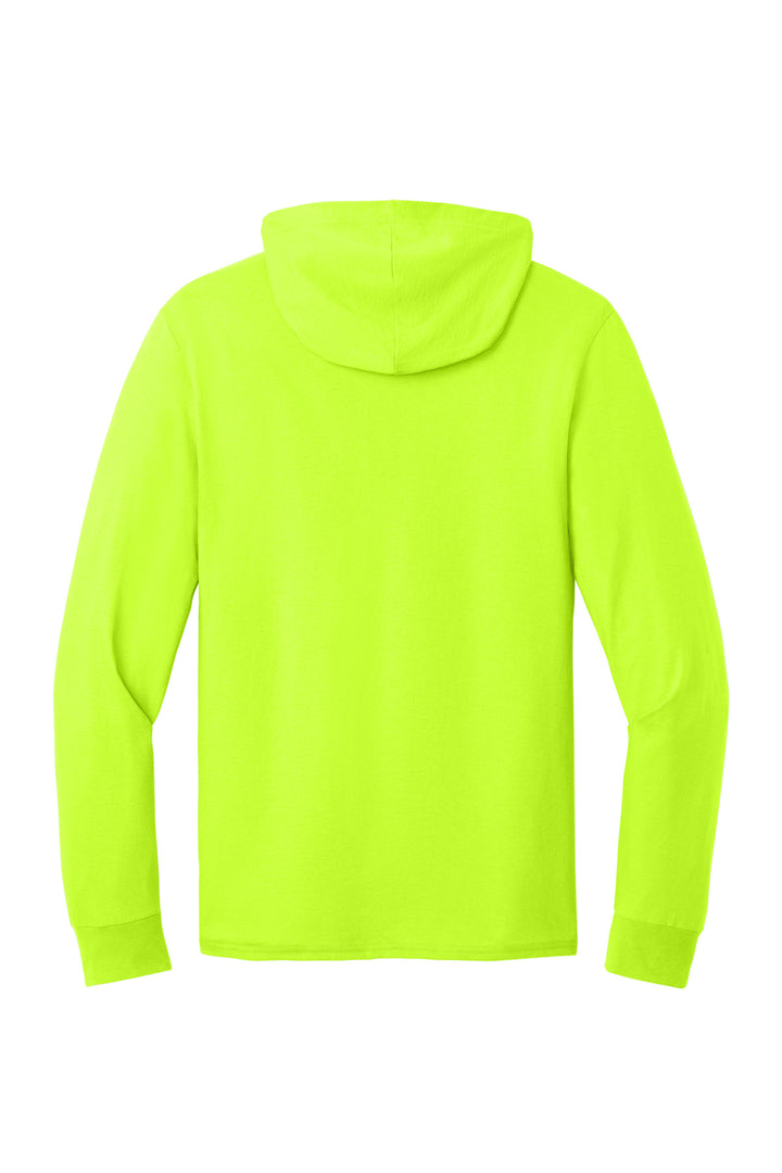 Rear View of SftyGrn Jerzees Classics Unisex Cotton Long Sleeve Hooded T-Shirt 363LH