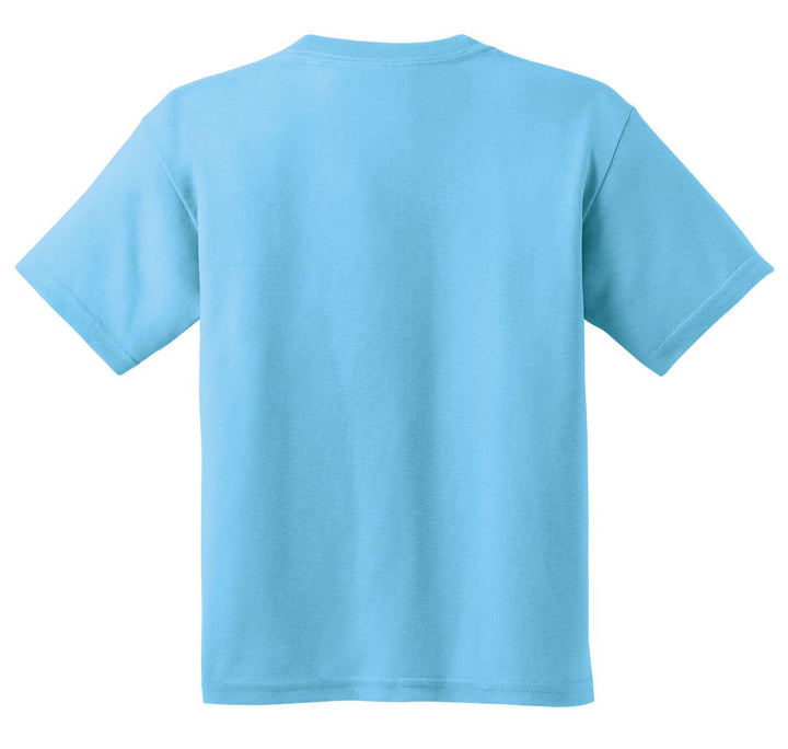 Rear View of Sky Gildan - Youth Heavy Cotton 100% Cotton T-Shirt. 5000B