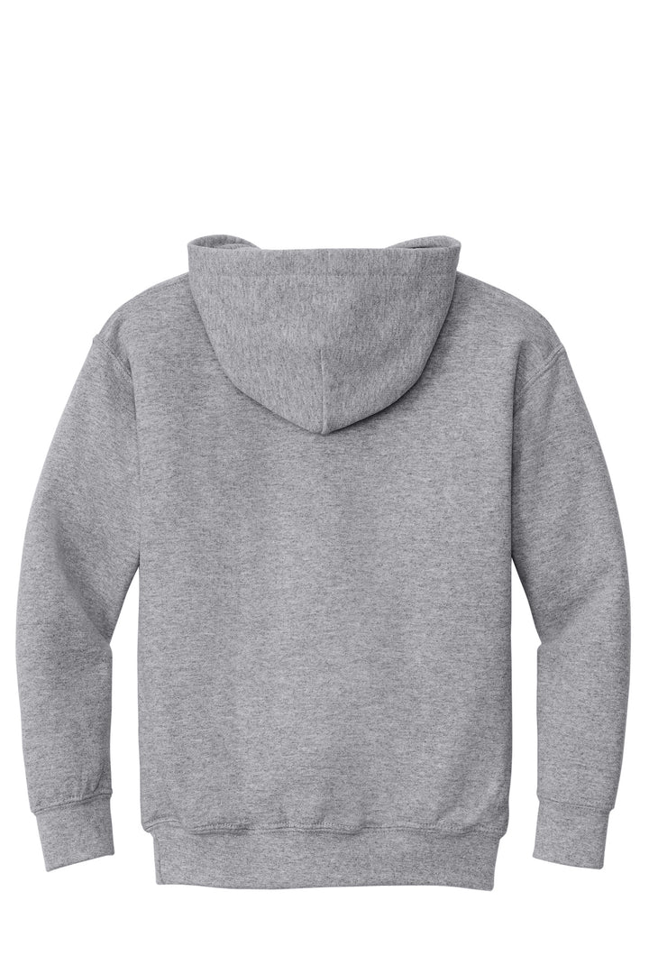 Rear View of SP GREY Gildan - Youth Heavy Blend Hooded Sweatshirt. 18500B