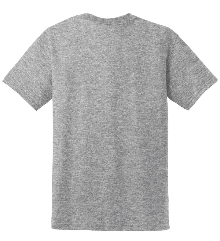 Rear View of Sport Grey Gildan DryBlend 50 Cotton/50 Poly T-Shirt. 8000