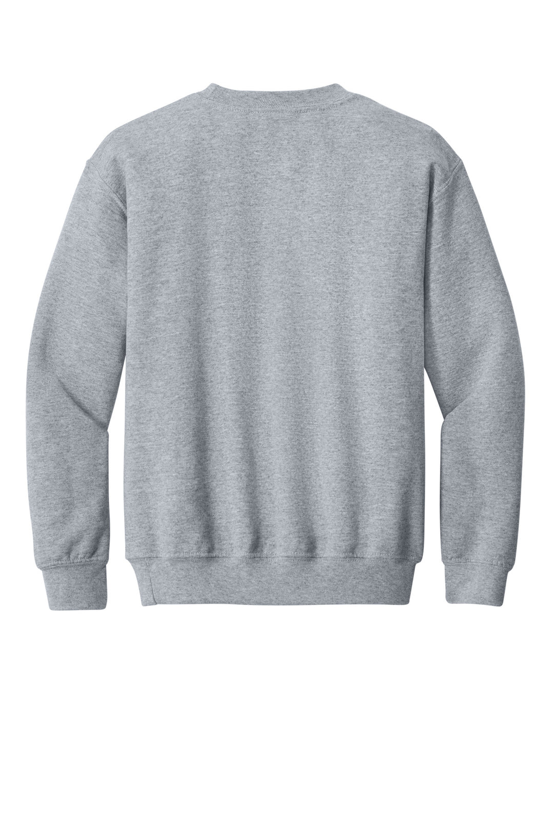 Rear View of Sport Grey Gildan Youth Heavy Blend Crewneck Sweatshirt. 18000B