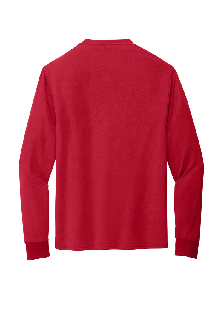 Rear View of TrueRed Jerzees Dri-Power 100% Polyester Long Sleeve T-Shirt 21LS