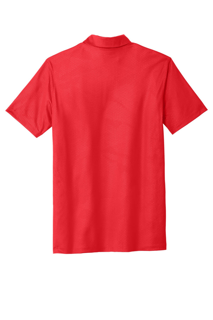 Rear View of University Red Nike Dri-FIT Embossed Tri-Blade Polo. 838964