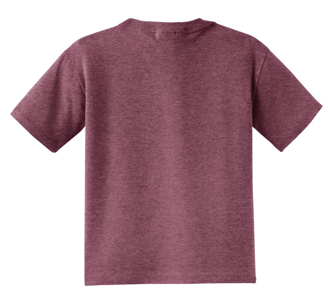 Rear View of Vntg Hthr Marn Jerzees - Youth Dri-Power 50/50 Cotton/Poly T-Shirt. 29B