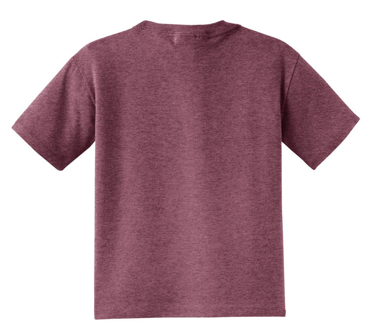 Rear View of Vntg Hthr Marn Jerzees - Youth Dri-Power 50/50 Cotton/Poly T-Shirt. 29B
