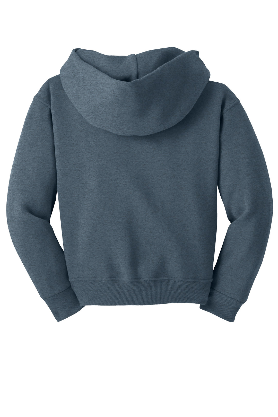 Rear View of VtgHtrNavy Jerzees - Youth NuBlend Pullover Hooded Sweatshirt. 996Y