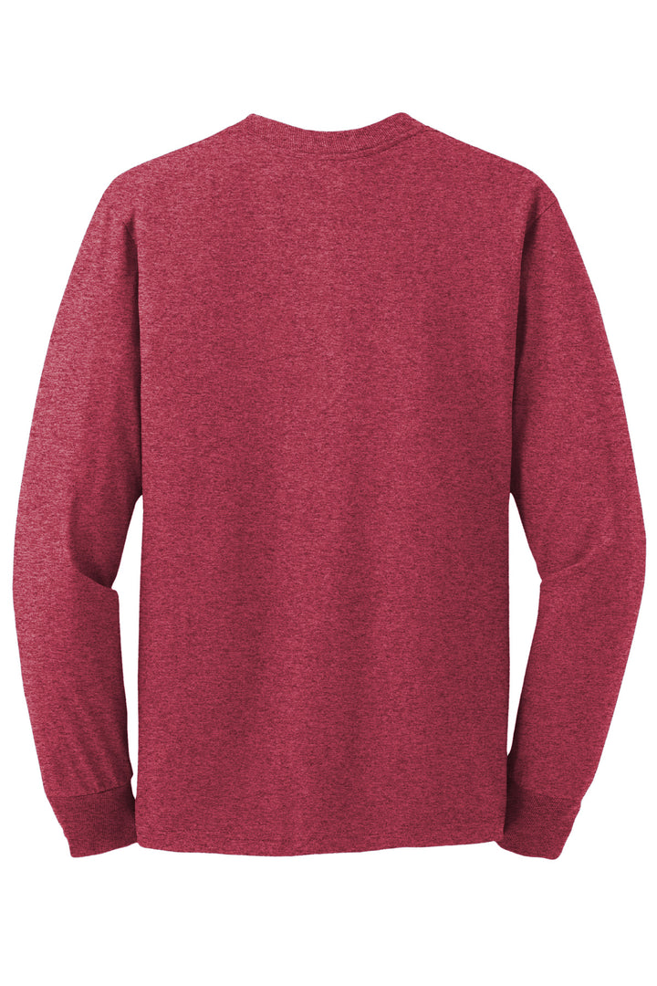 Rear View of VtgHtrRed Jerzees - Dri-Power 50/50 Cotton/Poly Long Sleeve T-Shirt. 29LS