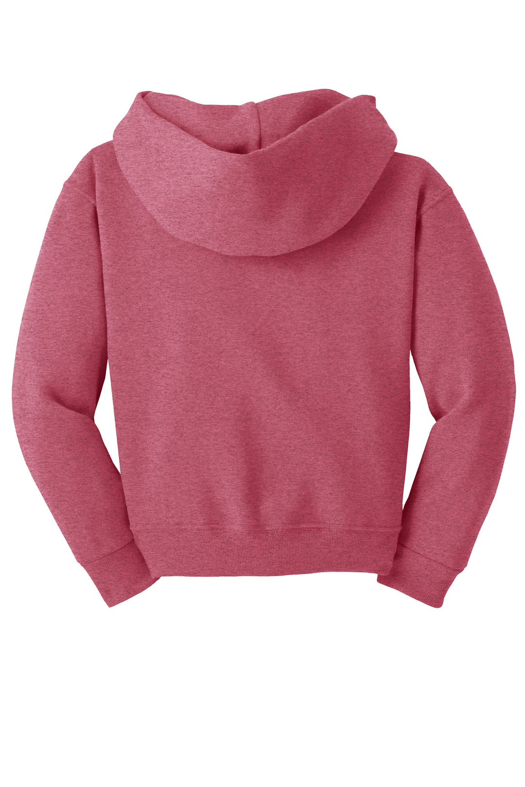 Rear View of VtgHtrRed Jerzees - Youth NuBlend Pullover Hooded Sweatshirt. 996Y