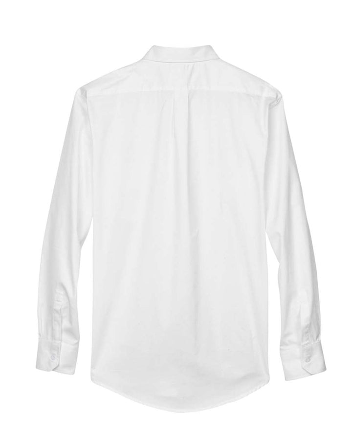 Rear View of White Men's Operate Twill Dress Shirt - 88193