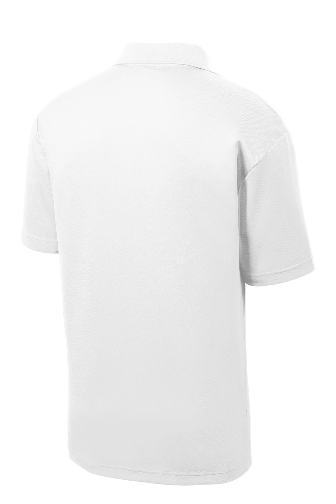 Rear View of White Sport-Tek PosiCharge RacerMesh Polo. ST640
