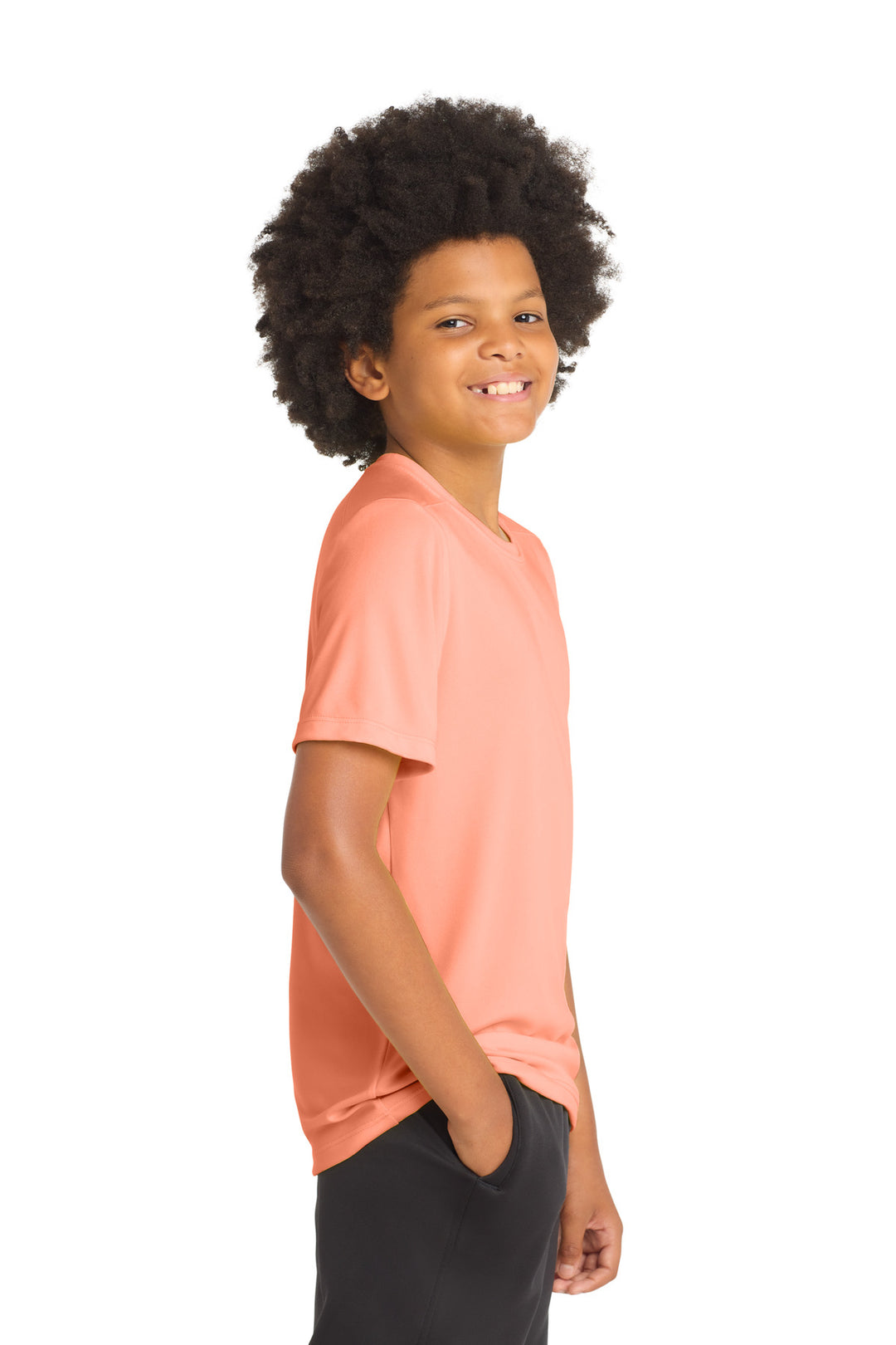 Soft Coral Sport-Tek Youth Posi-UV Pro Tee. YST420