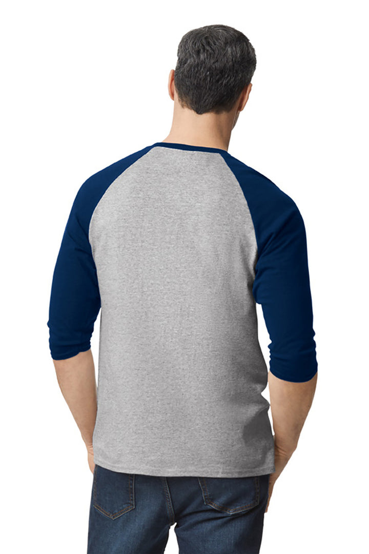 SpGTrimNvy Gildan Heavy Cotton 3/4-Sleeve Raglan T-Shirt. 5700
