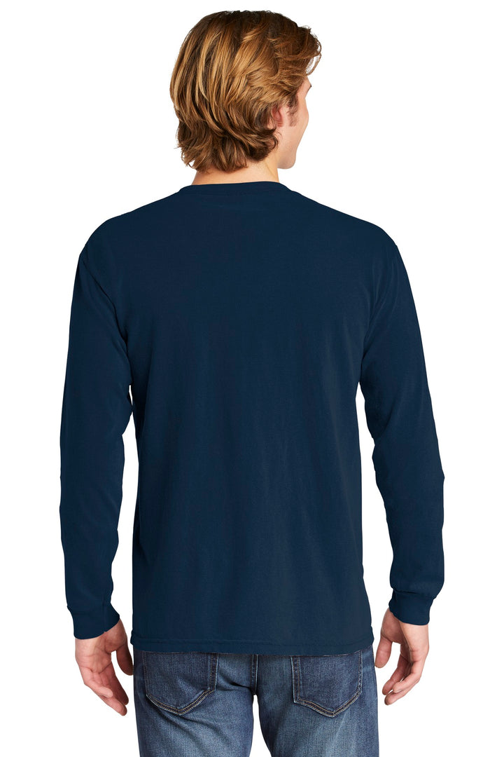 True Navy COMFORT COLORS Heavyweight Ring Spun Long Sleeve Pocket Tee. 4410