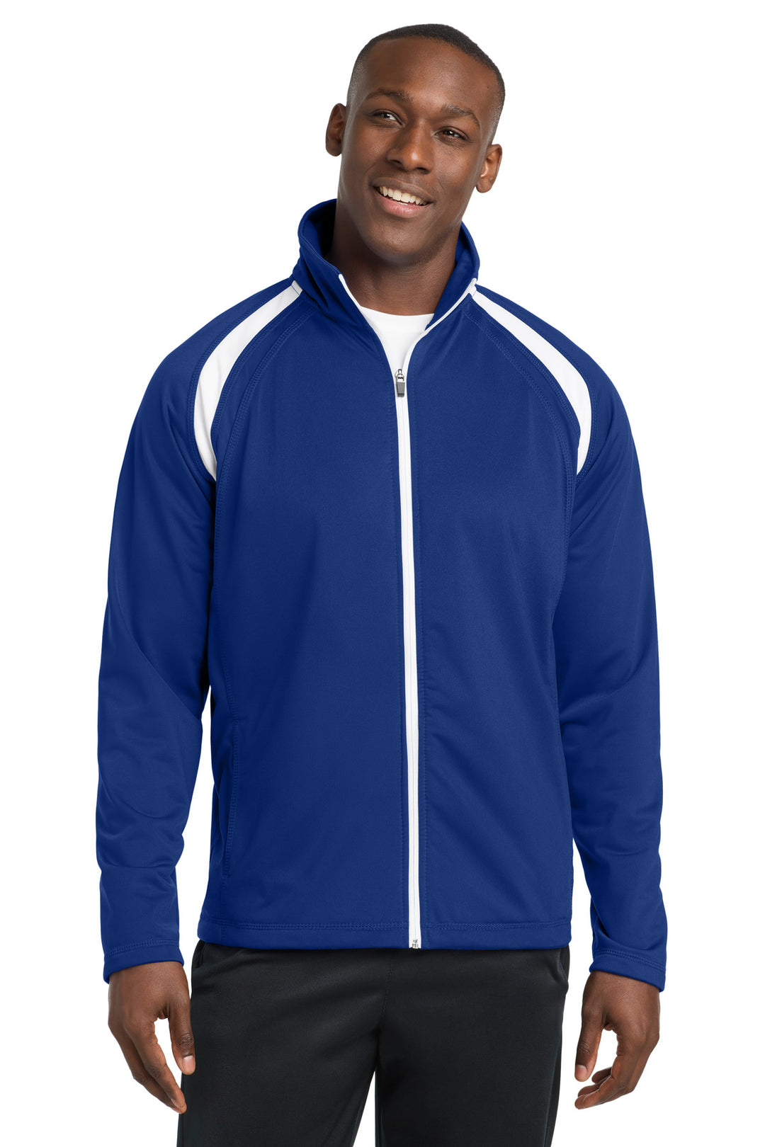 True Royal/Wht Sport-Tek Tricot Track Jacket. JST90