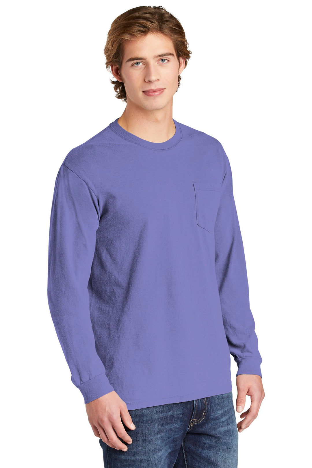 Violet COMFORT COLORS Heavyweight Ring Spun Long Sleeve Pocket Tee. 4410