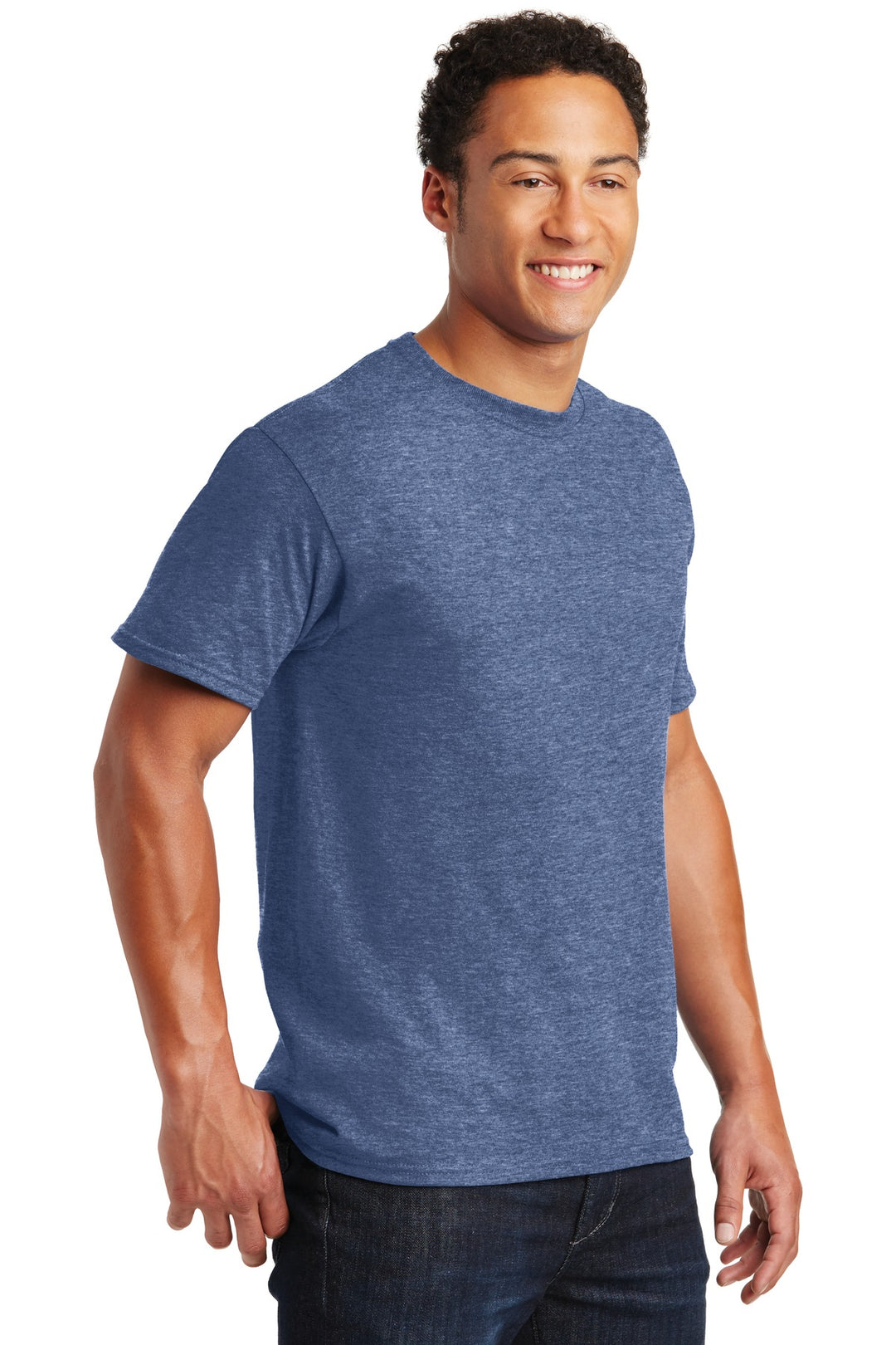 Vntg He Blue Jerzees - Dri-Power 50/50 Cotton/Poly T-Shirt. 29M