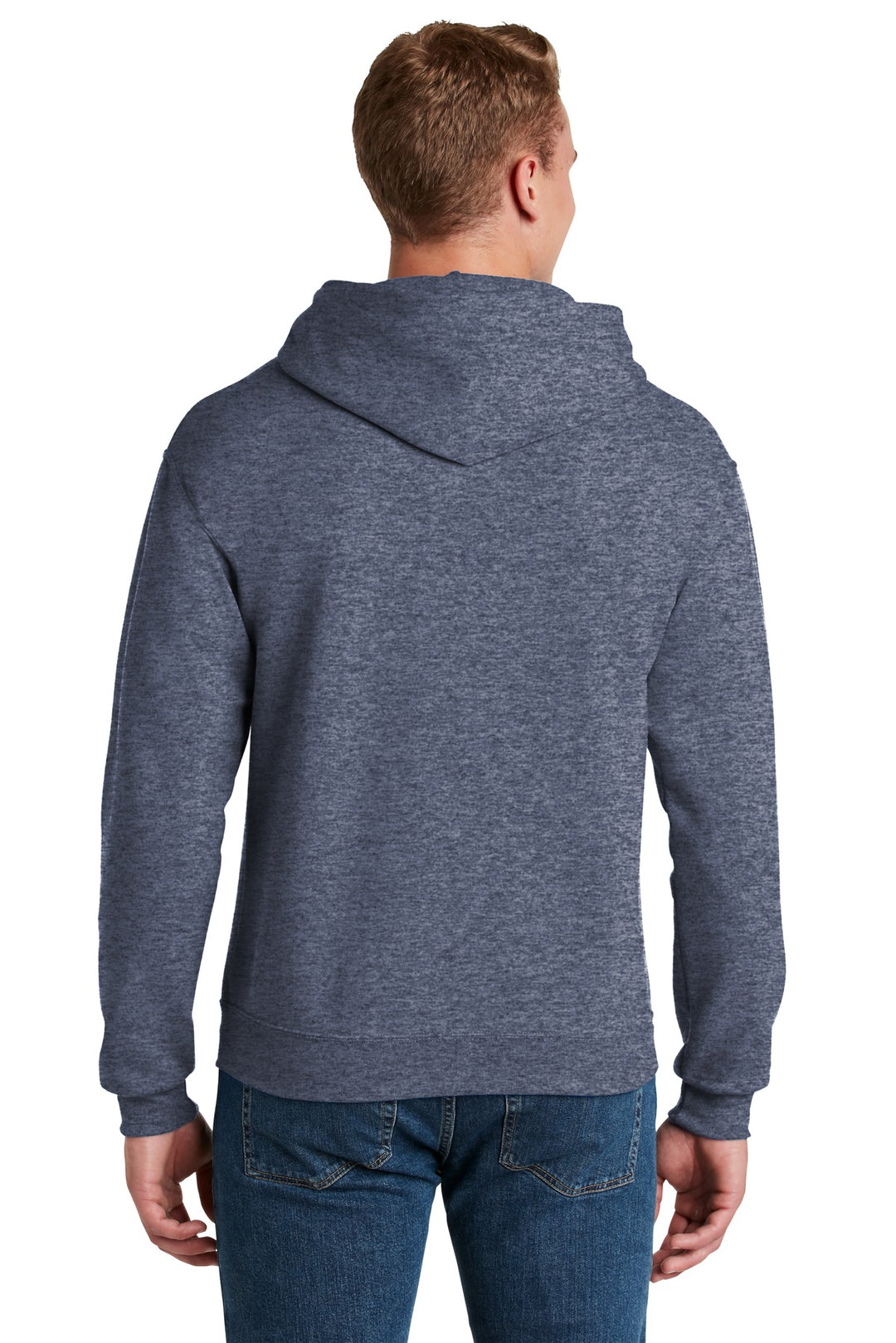Vntg Hthr Navy Jerzees NuBlend Pullover Hooded Sweatshirt. 996M